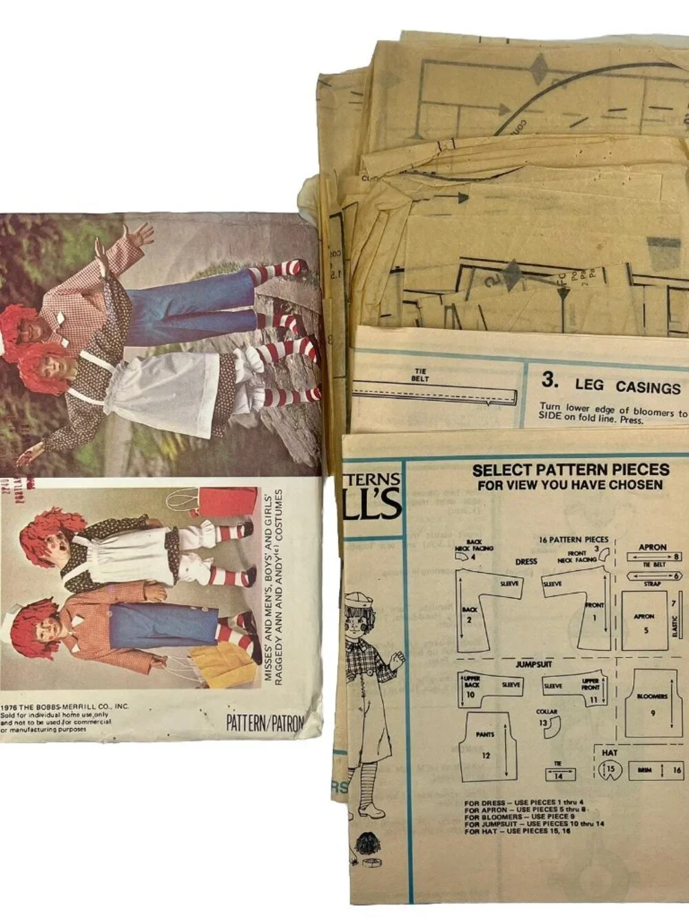 McCalls Sewing Pattern 5254 Raggedy Ann Andy Costume Child Adult UNCUT VTG 1976